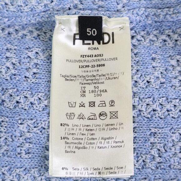Fendi 22 Year Fzy443 AO5J Light Blue Linen X Cotton X Silk FF Allover Pattern - Picture 4 of 8